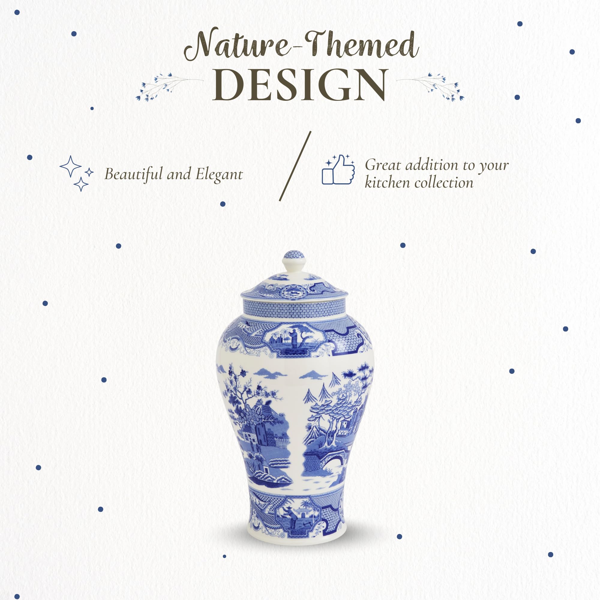 Spode Blue Italian Porcelain Decorative Vase - 14.3-Inch Tall Gothic Castle Scene with Blue & White Heritage Print - European Style Home Accents & Floral Display, Timeless Style for Housewarming - Image 3