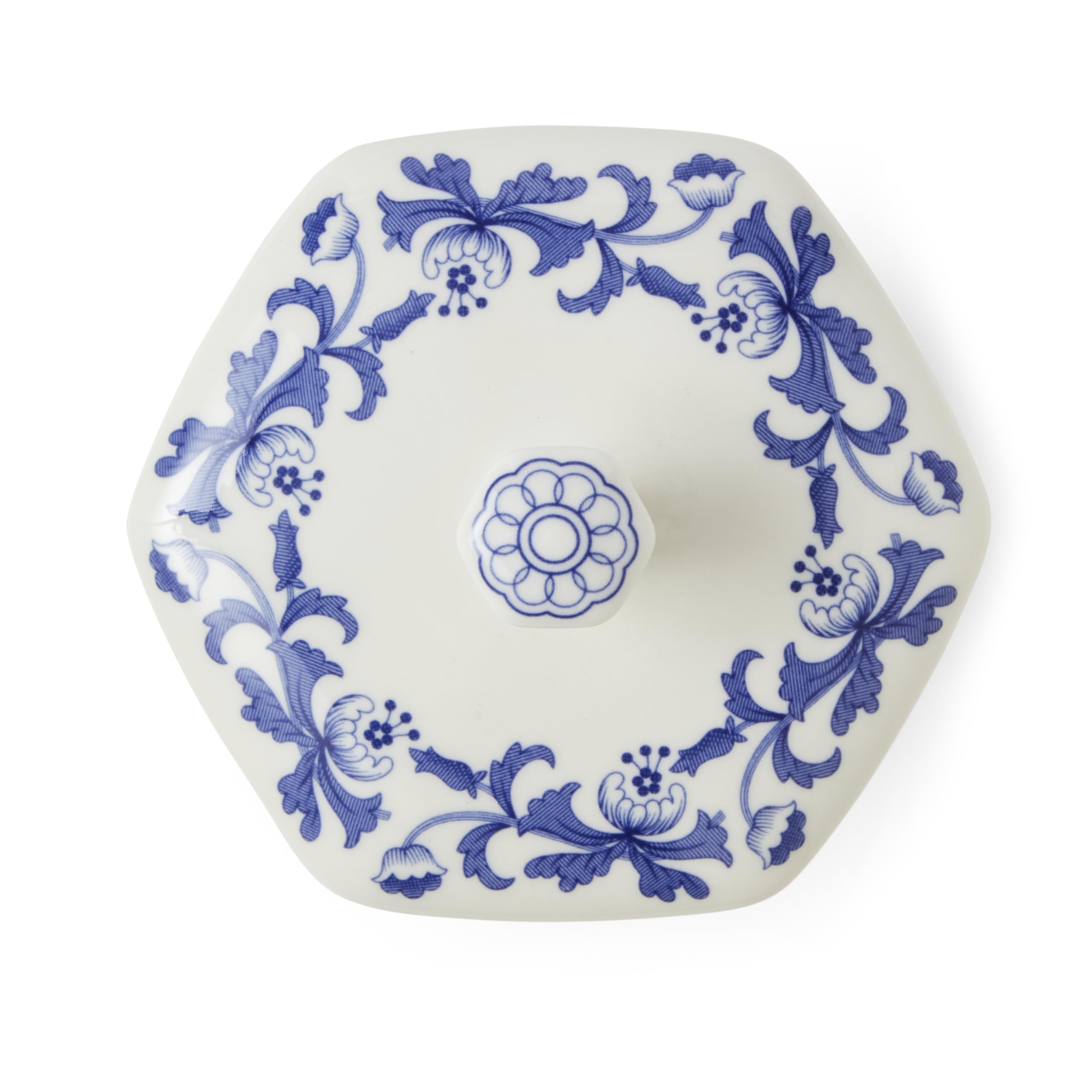Spode Blue Italian Steccato Vase, 5.2-Inch Porcelain Hexagonal Accent with Stripe & Floral Scroll - Classic Blue & White for Contemporary Mediterranean Home Decor, Ideal for Living, Dining Room - Image 6