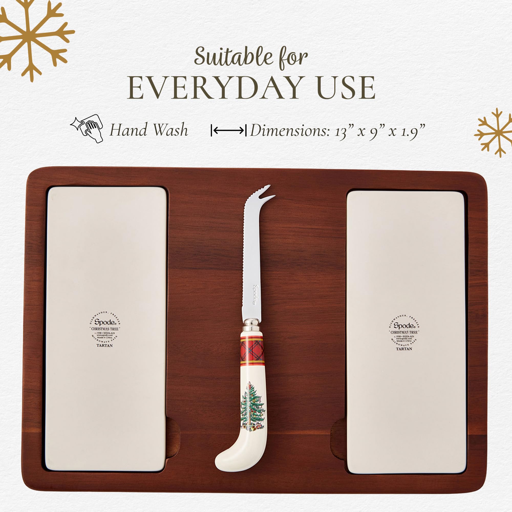 Spode Christmas Tree Cheese Board & Knife Set, Tartan Plaid - Holiday Entertaining, Charcuterie & Cracker Tray, Seasonal Serveware - Christmas Table Setting & Presentation - Image 6