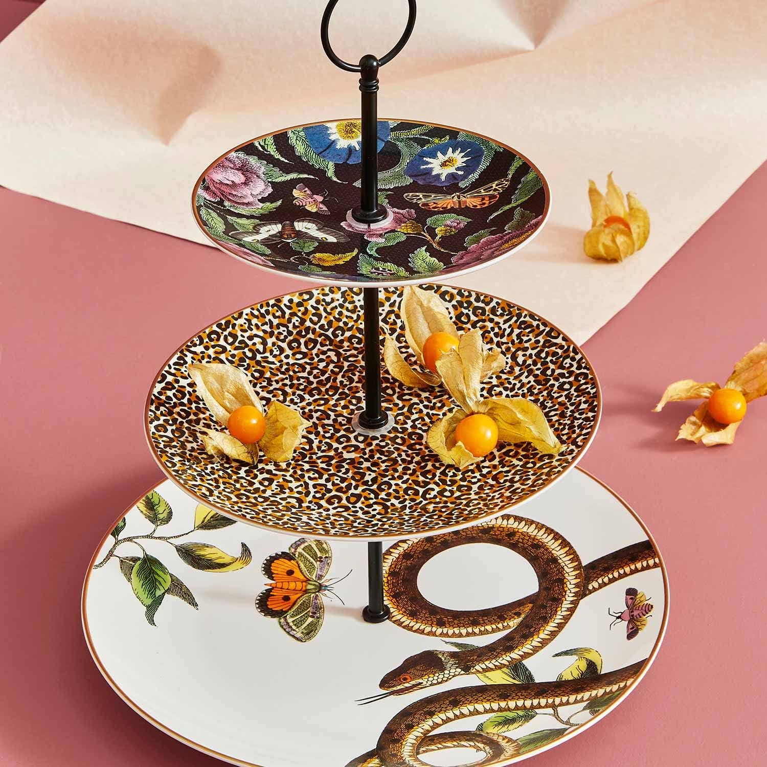 Spode Creatures of Curiosity Collection 3-Tier Cake Stand, Made of Fine China, Dessert Stand, Tiered Serving Trays with 3 Motifs, Party Serving Trays for Fruit & Pastry - Image 5