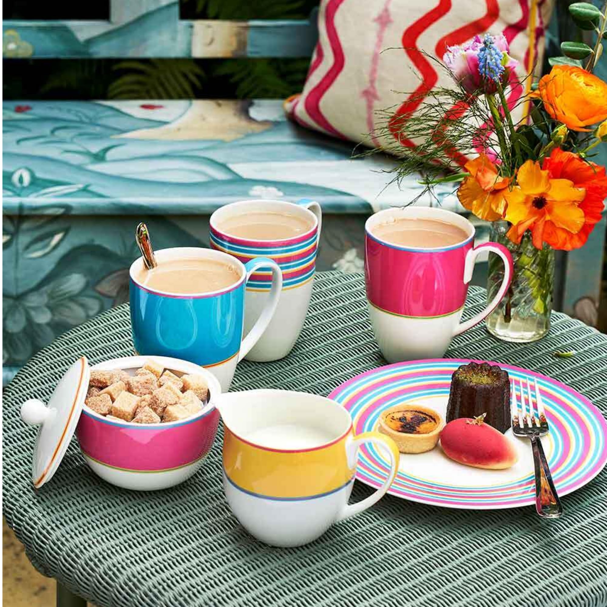 Spode Kit Kemp Salad Plate | 9.3” Calypso Stripe Platter | Made from Porcelain | Dishwasher and Microwave Safe | Vibrant Dinnerware Ideal for Summer - Image 8