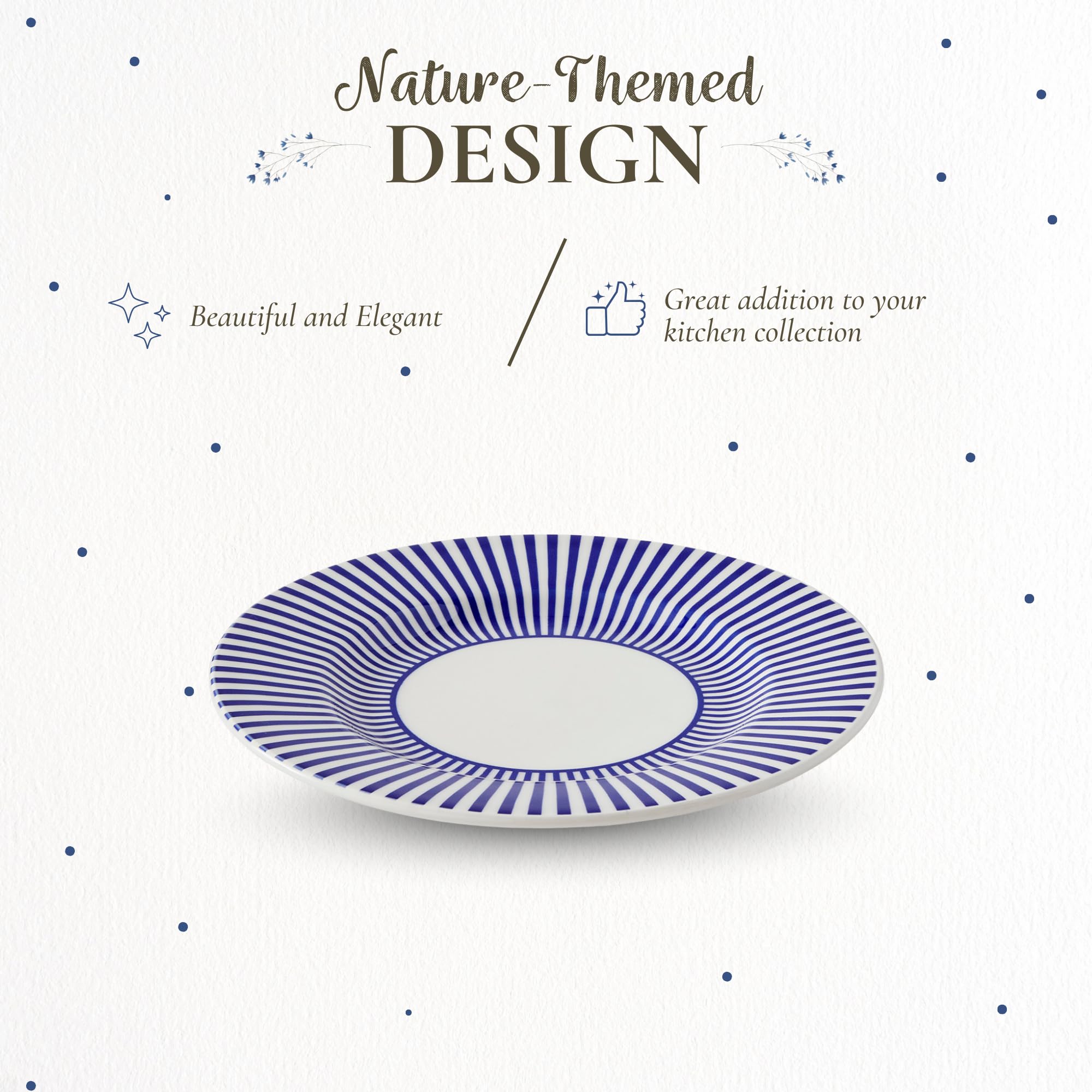 Spode Steccato Collection - 8.75" Salad Plate, Stripe Cobalt Blue | Made of Fine Earthenware | Microwave and Dishwasher Safe | Made in England | Large Serving Plate for Salad, Pasta, or Appetizers - Image 3